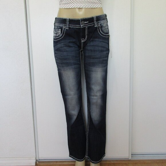 New ROCK & ROLL Cowgirl Jeans Size 30x32 Embellished Boot Cut Denim - Picture 2 of 14